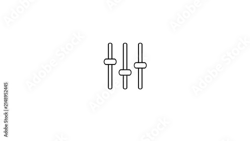 Vertical slider bars icon for audio levels and settings adjustment.
