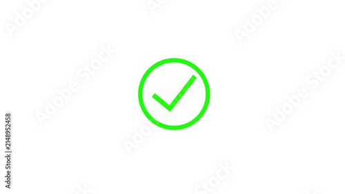 Green checkmark symbol inside circle on white background.