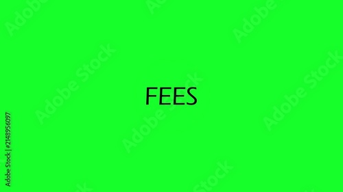 animated prohibition sign  animation in 4K animation with alpha channel with the word FEES in white letters on a transparent  background fees forbidden
