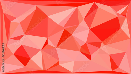 Quadro su tela Vibrant coral red abstract geometric low poly background with sharp triangular f