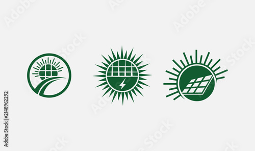 Set of green eco icons and ecology symbols vector illustration featuring natural flower sun and leaf design elements for web badges and business logos