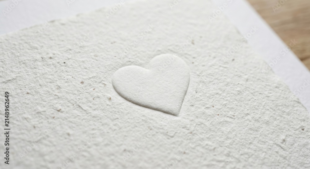 Obraz premium Embossed White Heart on Textured Paper