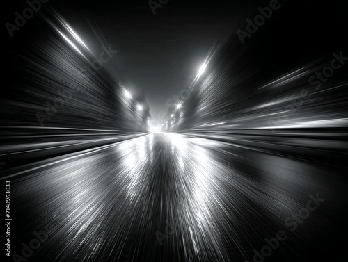 Abstract Black and White Cityscape with Motion Blur.