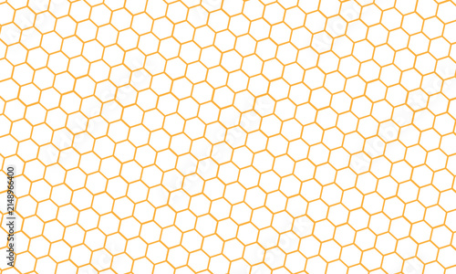 Orange honeycomb pattern background vector illustration, seamless geometric hexagon grid texture on white background, and honey comb graphic. Professional vector illustration.