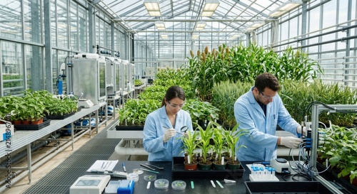Scientists Working in a Greenhouse Laboratory