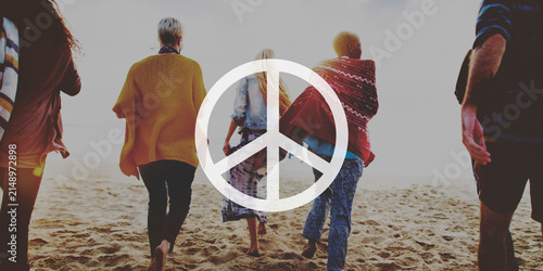 Friendship Bonding Relaxation Summer Beach Peace Concept
