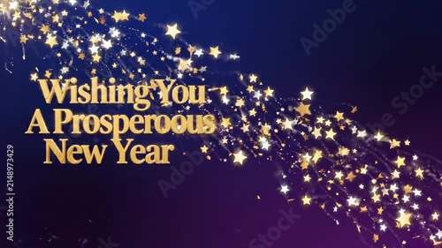 Wishing You A Prosperous New Year festive golden stars background holiday greeting card