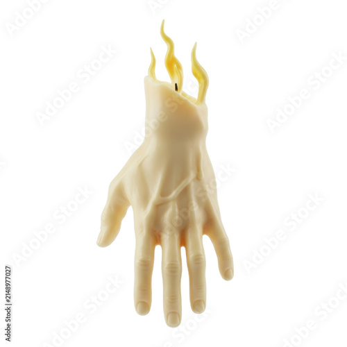 Unusual Hand Shaped Wax Candle with Decorative Flame