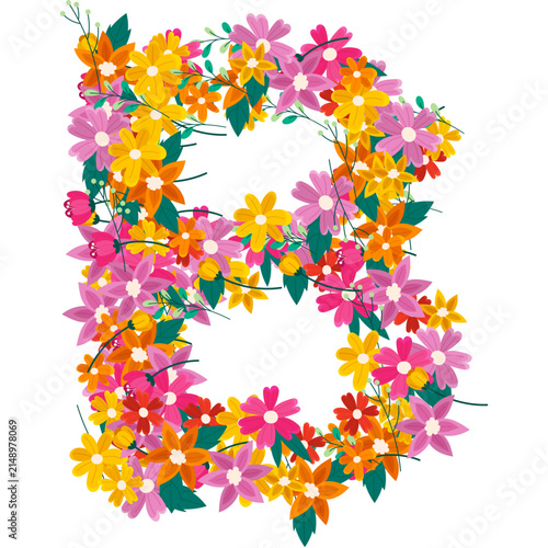 colorful floral font letter