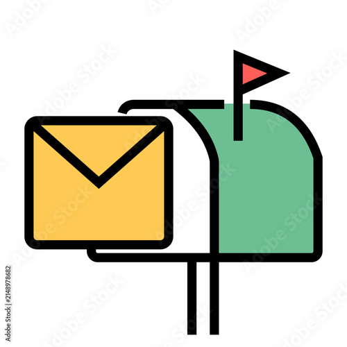 Mailbox Line Icon For Business Mail And Postal Communication