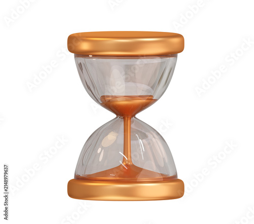 hourglass time sand timer clock watch deadline countdown duration history gold glass render 3d object