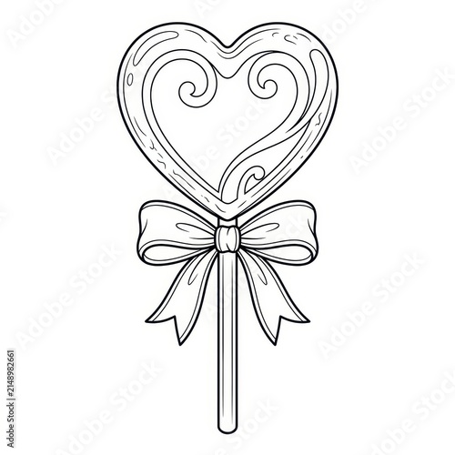 Heart shaped lollipop with a bow on a stick