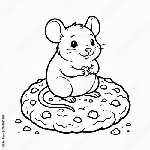 Cute mouse sitting on a cookie
