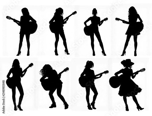 ギタリストの演奏シルエット集｜ライブ＆音楽パフォーマンス背景 Guitarist performance silhouette collection – live music background	