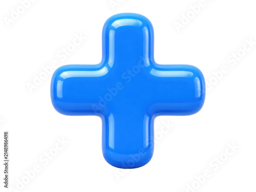 Blue plus sign symbol representing addition and positive mathematical or medical growth.