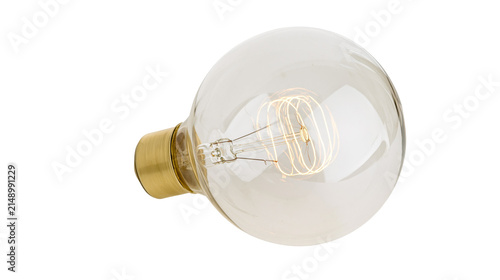 Cuadro en lienzo Clear glass Edison bulb with brass base and visible filament