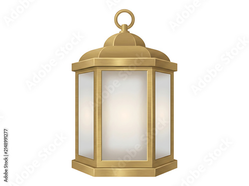 Hexagonal brass lantern icon design