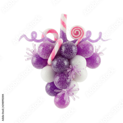 Glittery Decorative Grape Cluster Ornament with Candy Accents