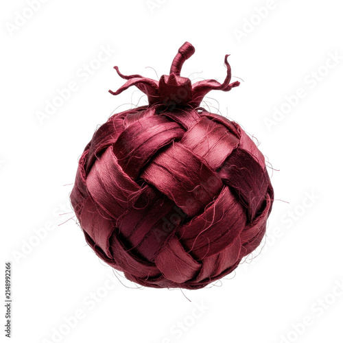 Decorative Woven Pomegranate Ornament Made of Silk Ribbons