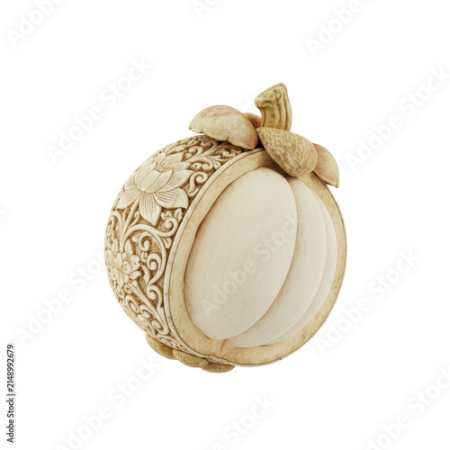 Ornate Carved Mangosteen Decorative Object