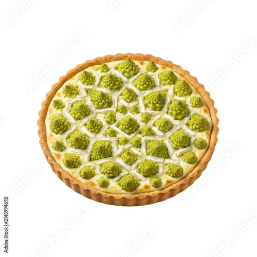 Vegetable Quiche with Romanesco Broccoli Top View