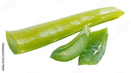 Aloe vera leaf slices and segment, fresh green plant