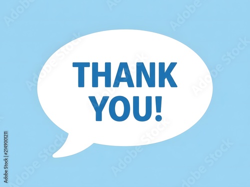 Thank you message for card, presentation, business. Expressing gratitude, acknowledgment, and appreciation. Minimalist abstract design with white cut-out paper on a blue background