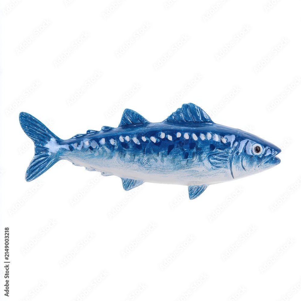 Fototapeta premium Blue Metallic Fish Toy Isolated On White Background