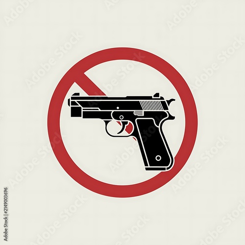 No guns allowed sign with a black handgun icon