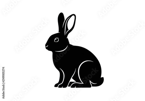 Black silhouette rabbit sitting calmly