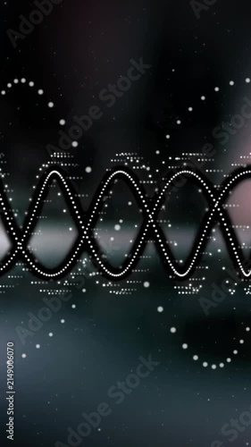 Animation of dna strand and data processing on black background