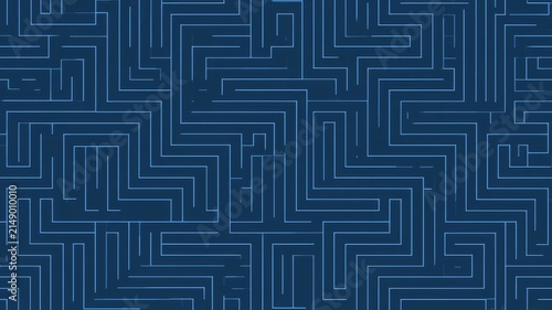 Abstract geometric labyrinth pattern with intricate blue lines for digital background and modern graphic design texture projects.
