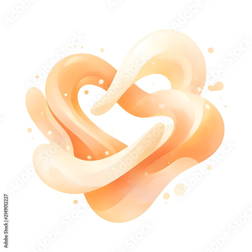 Abstract Emotional Connection Organic Shapes, Warm Minimal 3D Bonding Elements Isolated on Transparent Background