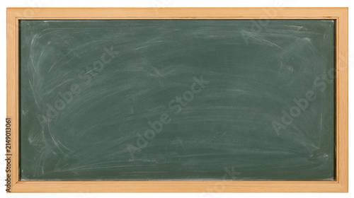 Canvas Print Green chalkboard with wooden frame and chalk smudges