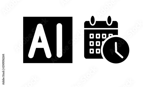 人工知能を活用したスケジュール管理と時間管理のシンプルアイコン