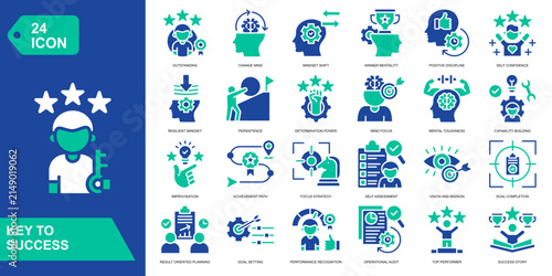 Картината върху платно Key to Success Solid Icon Set