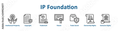 Fotografie Ip Foundation web icon banner with line art style