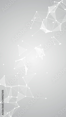 White Digital Network Connection and Light Background,Abstract Technology Data Nodes for Artificial Intelligence,Corporate & AI Video Stream vertical social media design element