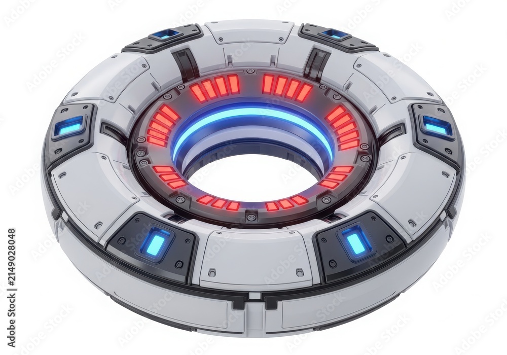 Naklejka premium Modern illuminated mechanical computer wheel isolated on white background