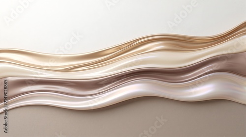 Abstract flowing silk waves in elegant beige and cream colors with soft lighting and smooth satin texture