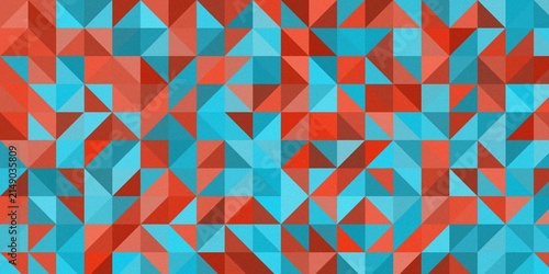 Abstract geometric pattern background with triangles in red and blue.
