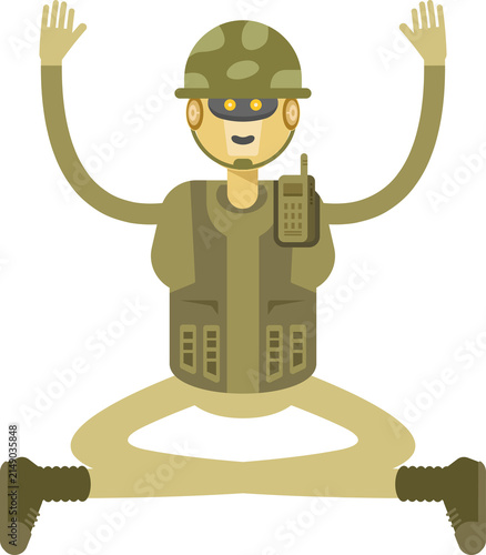 Robot Soldier Character Sitting Illustration
