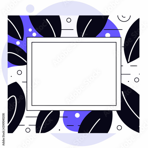 Floral decorative frame template with abstract black leaves template abstract