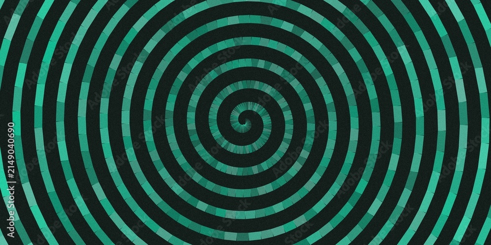 Naklejka premium Abstract teal textured spiral background with dark center.