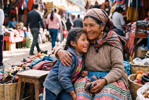 Joyful Connection in Outdoor Market