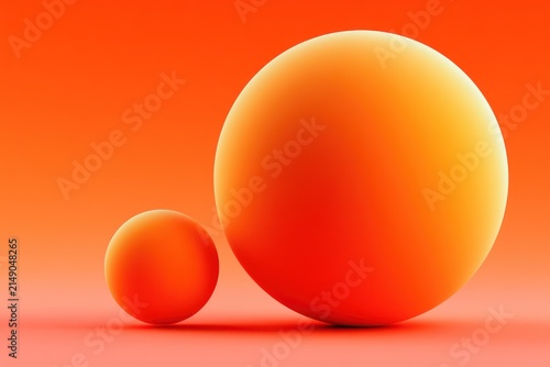 Minimalist abstract spheres on coral background