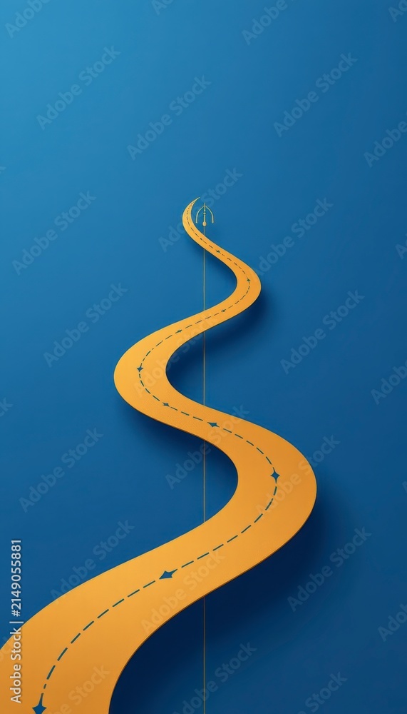Fototapeta premium Minimalist multi directional choices and infinite opportunities concept displaying a clear strategic navigation theme on premium royal blue minimal background
