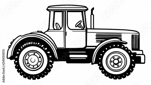 A classic tractor illustration, perfect for agricultural-themed projects, educational materials, or farm-related content, It showcases farm machinery in a clear, recognizable style,