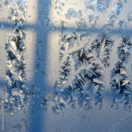 Frosted Artistry: Sunlit Patterns on a Winter Pane