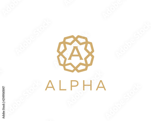 Luxury letter A ornament logo design. Elegant gold geometric initial logotype. Premium emblem for hotel, beauty, fashion and wealth management brands.